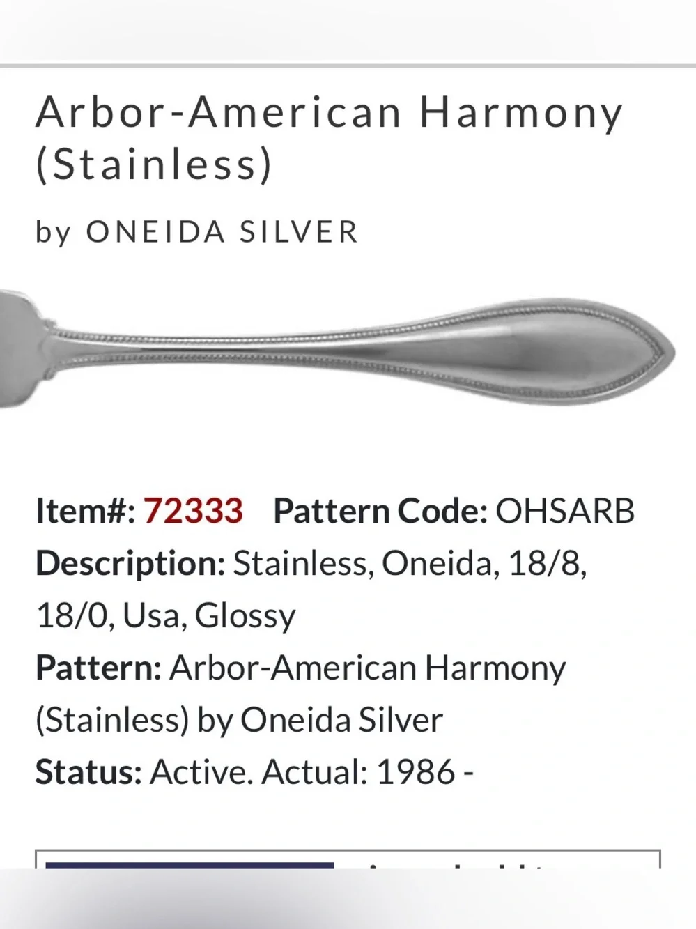 Oneida Harmony stainless flatware replacements forks serving